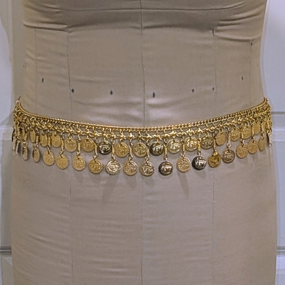 NWOT Beckwoman L-XXL Goldtone Belly Dancing Coin Chain Belt